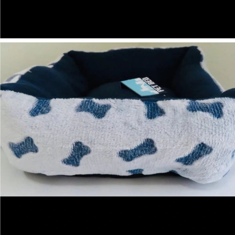 Cozy Blue and White Dog Bed